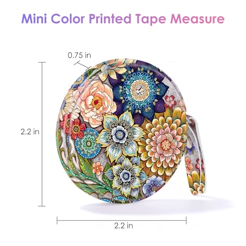 Sewing Tape Measure，Colour Printed Small Retractable Soft Measuring Tape for Tailor Cloth Fabric Body Measurements. - color: Mandara Flower