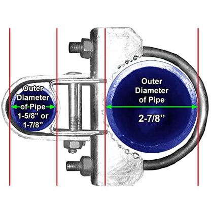 Chain Link Fence Bull Dog Commercial Duty Gate Hinge - for 2-7/8" Outside Diameter Gate Post/Pipe & 1-5/8 Thru 1-7/8" Gate Frames-Galvanized Chain Link Post Gate Hinge-Includes Nuts/Bolts - 2 Pak - size: 2-7/8" Post - 2 Pack