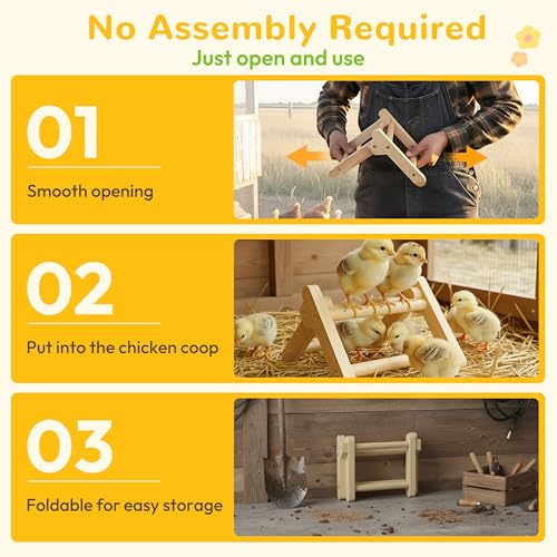 Innoland Chick Perch Foldable, Chick Toys Stable & No Assemble, Baby Chick Toys for Stand Training, 8.27" × 7.68" × 4.92" Roosting Perch for Chicks Brooder | Coop (S) - size: 8.27" × 7.68" × 4.92"