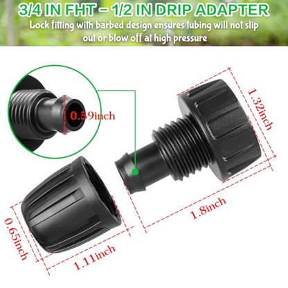JAYEE Drip Irrigation Tubing Faucet Adapters, 8 Pcs Irrigation Hose Adapter for 3/4" to 1/2" Vinyl Tubing, 3/4 Inch Faucet Connector Adapter Drip Line Parts for Garden Sprinkler Lawn Systems - color: 8P Faucet Adapter