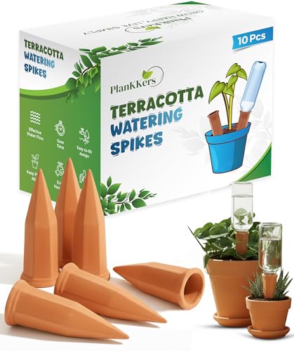 Plant Watering Devices, Self Watering Spikes, Self Watering Planter Insert, Terracotta Watering Spikes, Plant Watering Spikes, Vacation Plant Watering Devices, Water Plants While Away - color: Terracotta - 10 Pcs (Pack of 1)