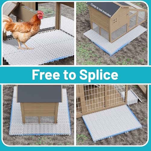 Chicken Coop Ground Pad, 9 PCS Floor Pads for Chicken, Free to Splice Ground Pads for Chicken Coops, Chicken Coop Accessories, Keep Coops Tidy & Dry, Easy to Clean