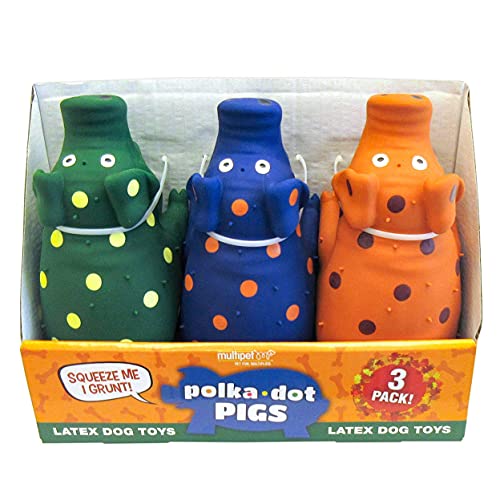 Multipet Polka-Dot Pigs Latex Dog Toys (3 Pack)