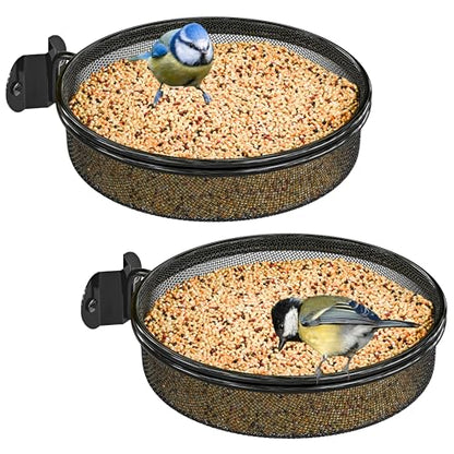 iBorn Wall Mounted Bird Feeder Tray,Metal Mesh Tray for 7.3”Wild Bird Seed Tray Tree Mount, Widely Installed on Wooden Post, Fences, Trees and Walls, Pack of 2 - size: Mesh Tray, Pack of 2