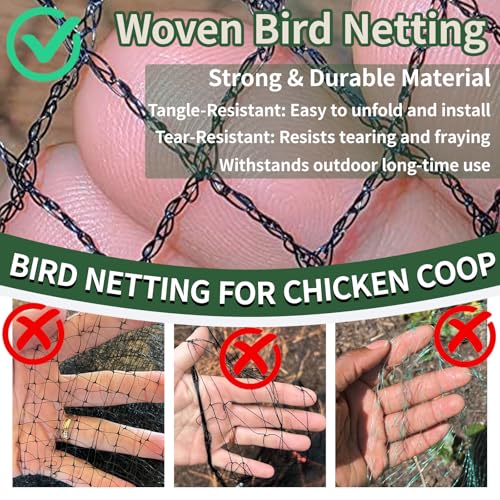 20x40ft Bird Netting for Chicken Coop 1/2 inch Mesh Heavy Duty Chicken Netting Animal Barrier, Poultry Netting Roof Cover for Chicken Run, Bird Net for Fruit Tree Against Birds Squirrels Rabbits - size: 20x40FT-1/2"