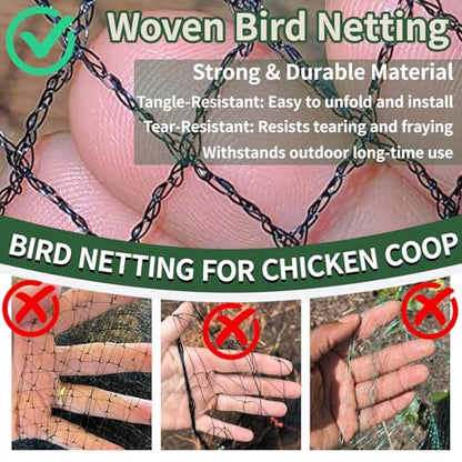 50x100ft Bird Netting for Chicken Coop 1 inch Mesh Heavy Duty Chicken Netting Animal Barrier, Poultry Netting Roof Cover for Chicken Run, Bird Net for Fruit Tree Against Birds Squirrels Rabbits - size: 50x100FT-1"