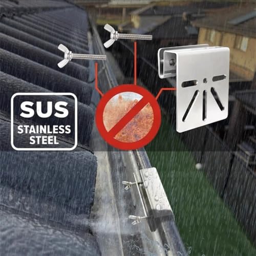 Stainless Steel Gutter Mount for Outdoor Security Camera and Solar Panel Gutter Mount Adjustable Bracket with 360° Rotation No Drill Installation with 1/4 Screw Thread