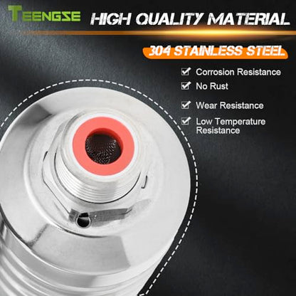 2PCS 304 Stainless Steel Float Valve Kit – Auto Water Level Control for Tanks & Livestock Troughs, Includes 1/2" Straight + 3/4" Elbow Brass Fittings & Adjustable Silicone Feed Strips (0.2–10 bar)