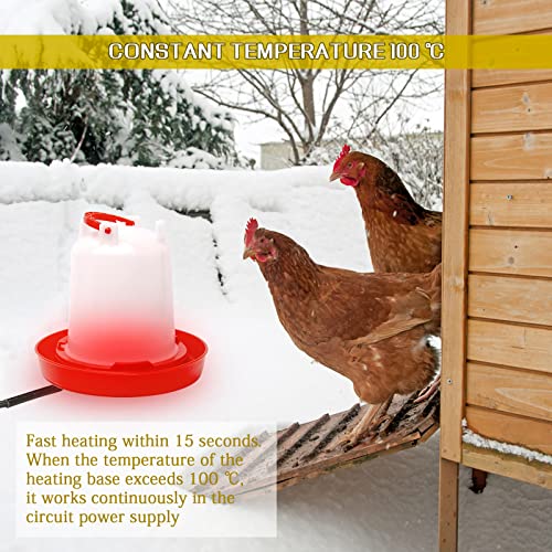 1 Pcs Poultry Chicken Water Heater, 120 V 20W Silicone Winter De-Icer Chicken Water Heating Base Poultry Founts with 47.2 Inch Power Cord for Drinking Fountains Chicken Coop
