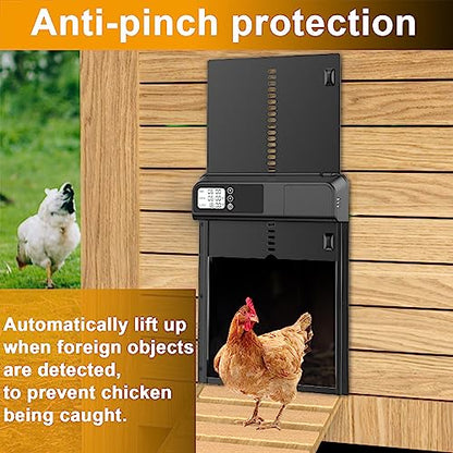 Automatic Chicken Coop Door Aluminum Auto Coop Door Opener with Timer Control LCD Display Chicken Coop Door
