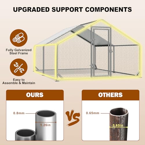 Large Outdoor Chicken Coop with Run, Metal Walk-in Poultry Cag with Waterproof & Anti-UV Cover Lockable Doors,Ducks Coop and Other Small Animals for Yard/Farm/Ranch (13.16'L x 9.88'W x 6.59'H) - size: 13.16'L x 9.88'W x 6.59'H