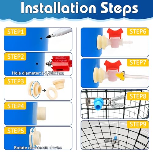Automatic Rabbit Nipple Drinker Kit, 12 Sets No-Leak Water Nipples with 19FT Hose & Installation Tools, Steel & ABS Bite-Proof Watering System for Rabbits, Poultry, Chinchillas & Small Caged Animals