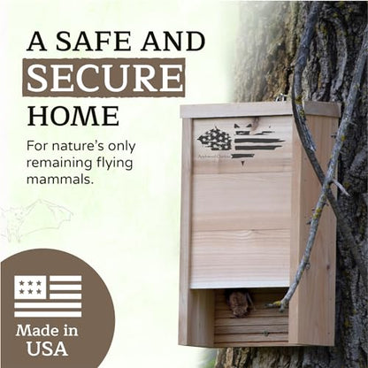 Made in USA- Premium-Grade Red Cedar Single-Chamber Bat Box, Easy-to-Install Wooden Bat House Kit, Weather-Resistant for Outdoors, with Mounting Screws - Applewood Outdoor - style: Single Chamber Cedar