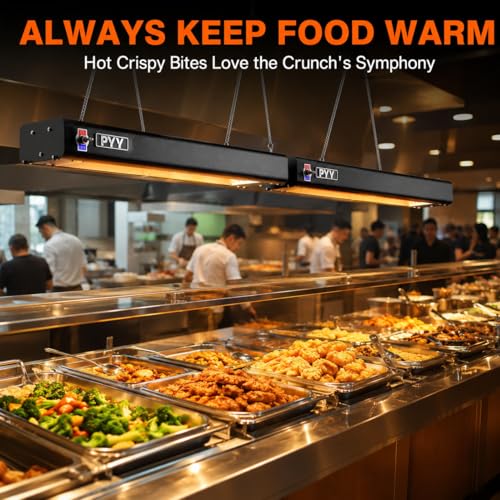 PYY Food Heat Lamp - Food Warming Lamp Heater for Catering Kitchen Restaurant Buffet, Aluminum Overhead & Hanging Food Warmer Lamp Strip 750W,36 Inch,Black