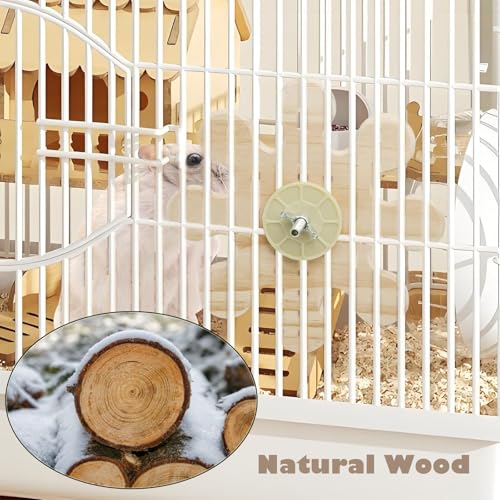 KABASI Rotating Natural Wood Chinchilla Chew Toys, Interactive Enrichment Rat Enrichment Toys for Teeth Grinding, Hanging Exercise Chinchilla Cage Accessories Snowflake Wheel for Hamster Guinea Pig - color: Style C