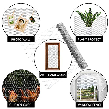 Chicken Wire Fencing, 6ft x 50ft Hexagonal Galvanized Chicken Wire Mesh Fence 2 Inch Mesh Fence Poultry Netting Animal Barrier for Craft Projects Gardening Chicken Coop Rabbit Pet - size: 6ft x 50ft