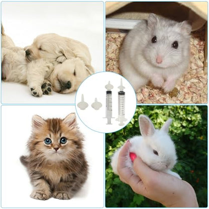 Kitten Nipples for Feeding Puppy Bottle with Nipple and Syringe | Kitten Nursing Syringe Set 10 pcs Newborn Pet Nursing Kit for Cat, Dog, Squirrel, Rabbit and Other Small Animals