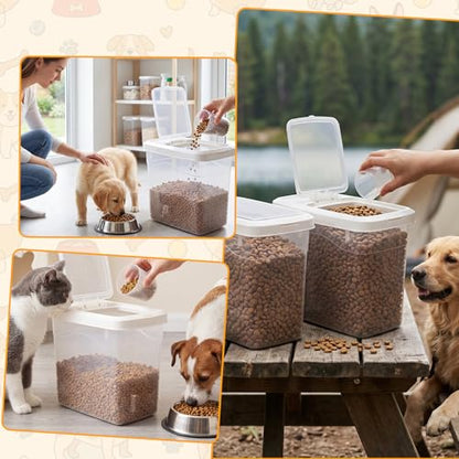 2 Pack Airtight Dog Food Storage Container, 22 Lbs Clear Pet Food Storage Bin with 2 Measuring Scoops for Pet Dog Cat Grain RiceTreat - size: 22 Lbs
