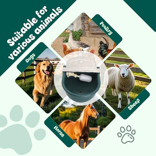 Automatic Water Bowl Plastic Livestock Waterer for Horse Cattle Goat Sheep Dog,Farm Grade Sheep Water Trough Bowl (with Drainage Hole & 39.37 inch Pipe)… (with 79inch Pipe)