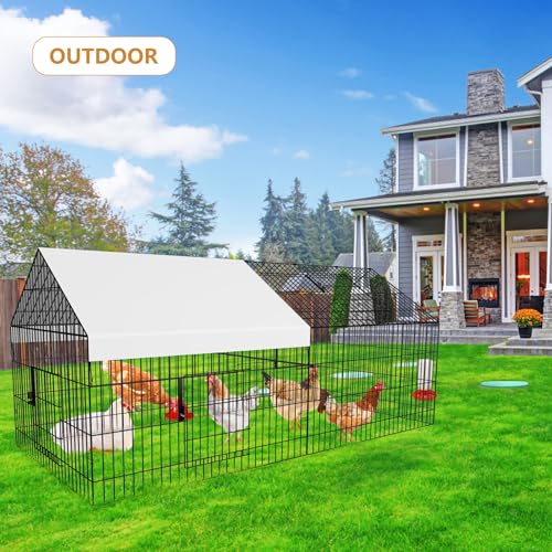Metal Chicken Coop 87"×40" with Cover Chicken Run Pen for Yard Outdoor Large Portable Chicken Playpen Enclosure Rabbit Small Animal Dog Poultry Cat Cage Duck Coop Hen