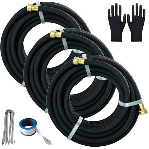 AMRITA Soaker Hose KIT,1/2inch 25ft 3Pack Rubber Garden Hose 70% Water Saving,Black Heavy Duty Soaker Hose For Garden Lawn,Garden Raised Beds.(1/2-25FTX3) - color: 1/2"×(25FT)×(3PCS)