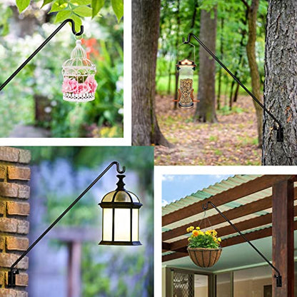 MIXXIDEA 2 Packs Heavy Duty Extended Reach Wall Mounted Deck Hook Wall Pole, Wall Bracket Direction and Length Adjustable Plant Bracket for Bird Feeders, Planters, Suet Baskets, Lanterns, Wind Chimes - size: 43in Long Wall Mounted Hook-2 Packs