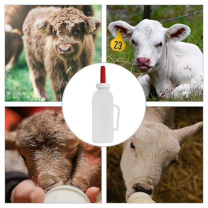SUPVOX 2 Quart Calf Milk Feeding Bottle - Nursing Nurser with Handle & Rubber Nipple - 2l Long-spout Livestock Supply for Calves, Lambs & Goats - Farm Animal Feeder