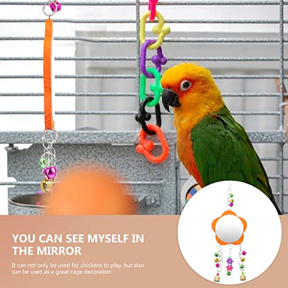 ERINGOGO 1pc Chicken Mirror Toy with Bells Sturdy Hanging Mirror for Hens Parrots Birds Pet Supplies for Gardens Cages