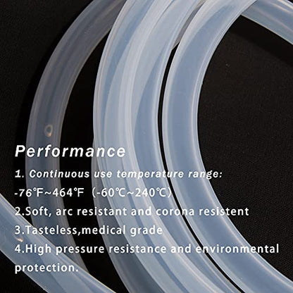 Quickun Silicone Tubing, 1/2" ID x 5/8" OD Food Grade Tubing High Temp Pure Flexible Silicone Hose Line Tube for Home Brewing, Wine Making, Beer Line, Kegerator, Aquaponics (9.84 Ft) - size: 1/2" ID-5/8" OD, style: 9.84Ft (3meters)