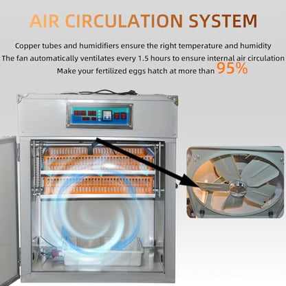 XKV 176 Eggs Incubator with Automatic Egg Turning,Temperature Humidity Control,Automatic Digital Egg Hatcher,For Chick,Duck,Poultry,Industrial Brooding Machine Chicken Incubator for Farm,Home,Indoor - size: 176 Egg-180L