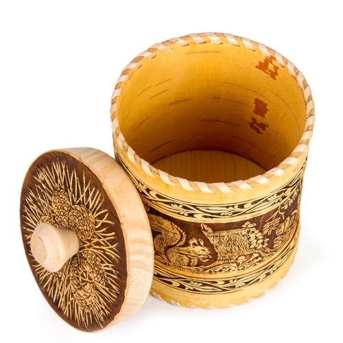 STP GOODS Birch Bark Container | Storage Container, Kitchen Container - color: Squirrels