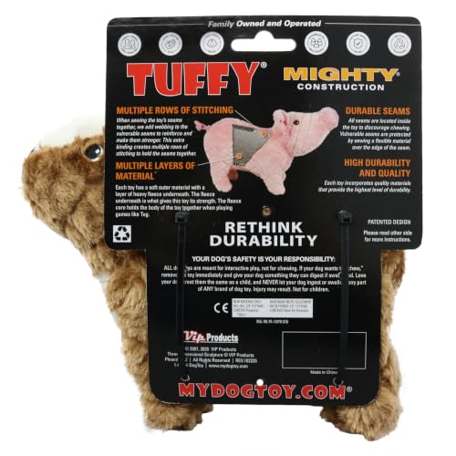 MIGHTY Tuffy Goat Ultra Durable Plush Dog Toy | Multiple Layers & Reinforced Seams , Washable and Floats , Mighty® Construction - color: Large Brown Goat