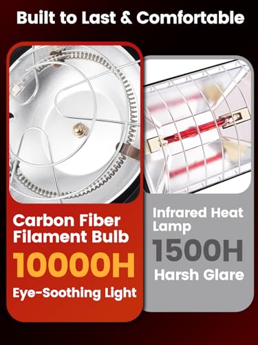 350W Dual-Mode Heat Lamp for Chickens - Long-Lasting Brooder Heater Bulb,Chick Heater with 7.87ft Cord for Chicks, Poultry & Ducklings - size: 350W-8.4"×8.4"×4.5"