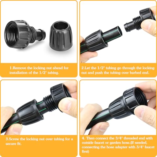 JAYEE Drip Irrigation Tubing Faucet Adapters, 8 Pcs Irrigation Hose Adapter for 3/4" to 1/2" Vinyl Tubing, 3/4 Inch Faucet Connector Adapter Drip Line Parts for Garden Sprinkler Lawn Systems - color: 8P Faucet Adapter