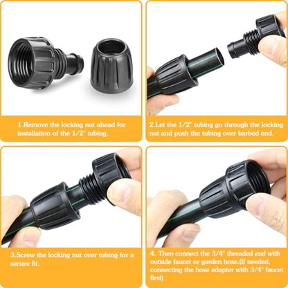 JAYEE Drip Irrigation Tubing Faucet Adapters, 8 Pcs Irrigation Hose Adapter for 3/4" to 1/2" Vinyl Tubing, 3/4 Inch Faucet Connector Adapter Drip Line Parts for Garden Sprinkler Lawn Systems - color: 8P Faucet Adapter