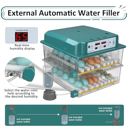 Incubators for Hatching Eggs 120, Chicken Egg Incubator with Automatic Egg Turning and Humidity Display, Temperature Control with 5 Automatic Incubation Modes, Incubation Day Counter
