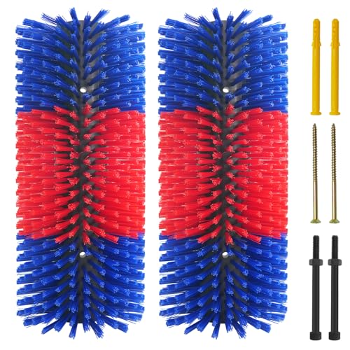 Livestock Scratching Brush Goat Scratcher Full Massage Grooming Brush with 8 Screws for Cattle, Sheep, Horses, Pigs - color: Blue, size: 2pack