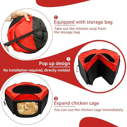 Oxford Cloth Brooder Box for Chick Starter Kit Brooder Pen/Baby Chicken Supplies, Portable Small Pet Cage Tent with Zippered Cover, Brooder Box with Ideal Size Brooding up Baby Chick, Duck and Quail