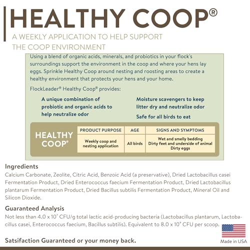 FlockLeader Healthy Coop, Litter Additive for Chicken Coop with Probiotic & Acidifier, Reduces Odor, Wetness & Bacteria, 12lbs - size: 12 Pound (Pack of 1)