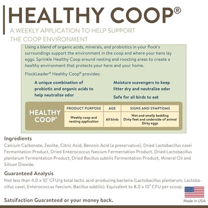 FlockLeader Healthy Coop, Litter Additive for Chicken Coop with Probiotic & Acidifier, Reduces Odor, Wetness & Bacteria, 12lbs - size: 12 Pound (Pack of 1)