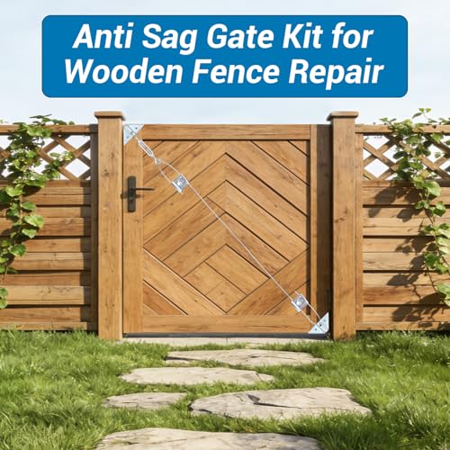 HOME MASTER HARDWARE Anti Sag Gate Kit for Wooden Fence Repair, Zinc Plated Steel, Anti-sag Gate Hardware Kit - Turnbuckle, Hooks, Heavy Cable, Screws -1 Pack - color: Zinc, size: 1 Pack
