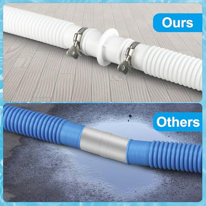 Pool Hose Adapter Pump Hose Connector 1.25 to 1.5 inch Plastic Pool Vacuum Hoses Adapter with 2Pcs Stainless Steel Clamps for Swimming Pools Vacuum Cleaners Filter Pump Hoses, 2 Pack