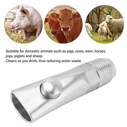 2PCS Stainless Steel Automatic Pig Nipple Water Drinker Feeders, Pig Nipple Waterer, Hog Nipple Waterer, Heavy Duty Water Drinker Feeder Watering Nipples for Piglets, Sows Drinking(#1)