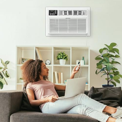 Whirlpool 8,000 BTU Through the Wall Air Conditioner, 115V, Cools up to 350 Sq. Ft. for Living Room, Bedroom, Kitchen with Dehumidifier and Remote Control, White - size: 8,000 BTU