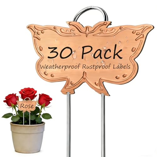 Metal Plant Labels 30 Pack 11in Tall Rose Gold Outdoor Waterproof Garden Label Large Garden Seed Stake Tags for Flowers Fruits and Vegetables - color: Rose Gold 30-pack