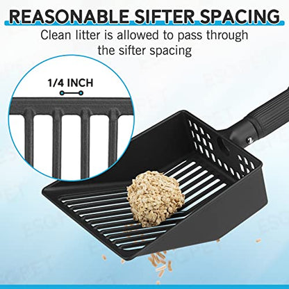Cat Litter Scoop, Deep Shovel with Metal Long Handle, 21"-39.5" Telescopic & Adjustable Heavy Duty Fast Sifting Shovel Kitty Litter Scooper for Sifting Cats Litter - size: 21-39.5 inch