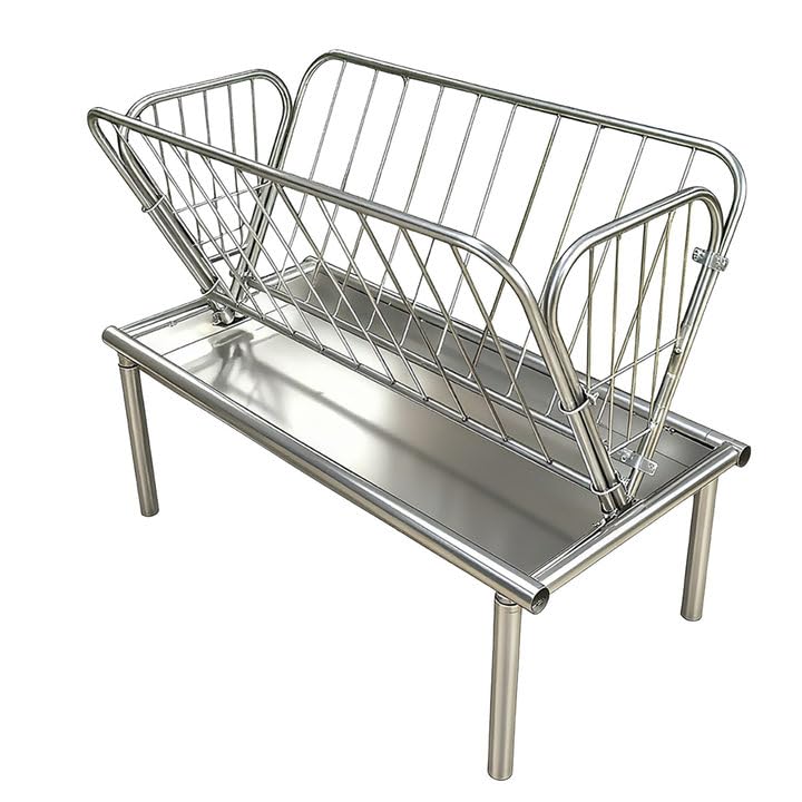 4FT Outdoor Heavy Duty Livestock Feeder, 30 Gallon Galvanized Steel Hay Feeder, 6" Wide Feed Pan, 2-in-1 Hay & Grain, Fit for Goats, Sheep & Ponies