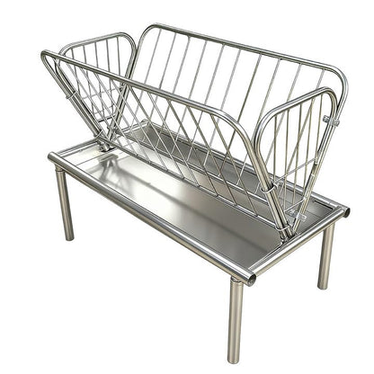4FT Outdoor Heavy Duty Livestock Feeder, 30 Gallon Galvanized Steel Hay Feeder, 6" Wide Feed Pan, 2-in-1 Hay & Grain, Fit for Goats, Sheep & Ponies