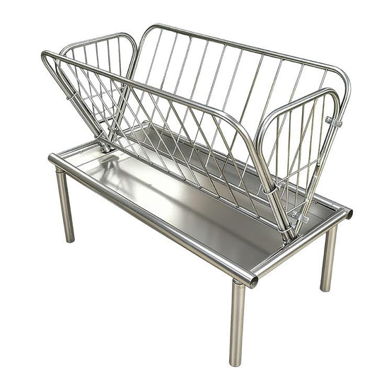 4FT Outdoor Heavy Duty Livestock Feeder, 30 Gallon Galvanized Steel Hay Feeder, 6" Wide Feed Pan, 2-in-1 Hay & Grain, Fit for Goats, Sheep & Ponies