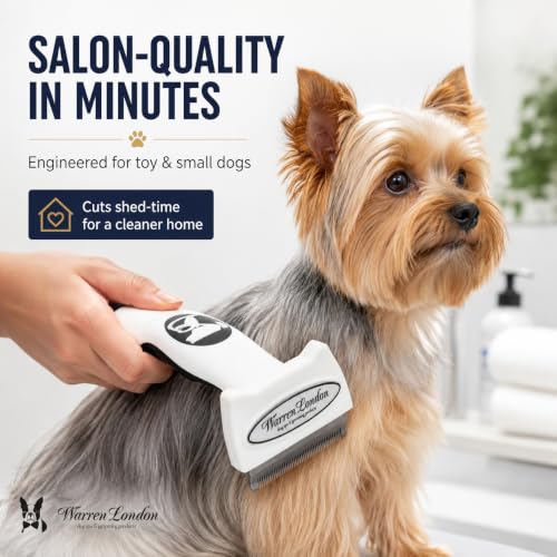 Warren London Deshedding Brush for Small Long Hair Dogs, Undercoat Rake - size: Long Hair | Small